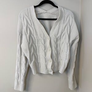Lovetree Cream Cable Knit Button Front Cardigan Sweater Cottagecore Knit Style